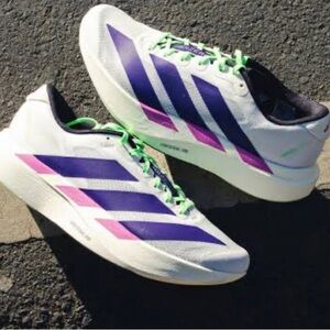 **Adidas ADIZERO EVO SL White Collegiate Purple Authentic NEW new